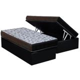 Cama Box Baú Solteiro: Colchão Espuma D33 Ortobom - Ep Iso 100 Ultra Firme + Base Crc Suede Black(88x188)