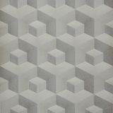 Papel de parede 3D Geométrico Cubos Cinza - Sem Marca