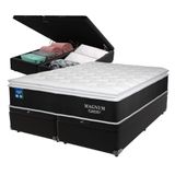 Colchão Queen Magnum Plumatex E Box Com Baú Preto