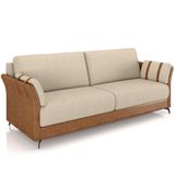 Sofá 2 Lugares Sala De Estar Living 164cm Álamo M03 Couríssimo Whisky Linho Bege