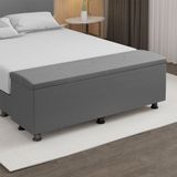 Baú Sapateira Estofada Casal 140 Cm Terra Corino Skybox Cor Cinza