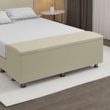 Baú Sapateira Estofada Casal 140 Cm Terra Corino Skybox Cor Bege