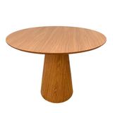 Mesa De Jantar Cone Redonda 130 Cm Base Madeira Freijó Tampo Freijó