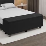 Baú Sapateira Estofada Casal King Size 195 Cm Terra Corino Skybox Cor Preto