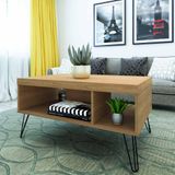 Mesa De Centro Liberty Carvalho Com 2 Nichos E Pés - Artely