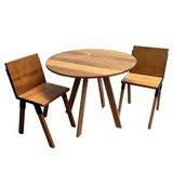 Conjunto De Mesa Eiffel Industrial 90 Cm Com 2 Cadeiras Detroit Madeira Maciça Natural E Ferro Preto Marrom