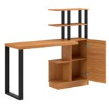Escrivaninha Em Mdf 5 Prateleiras 1 Porta 135 Cm Freijó/preto Fosco Pradel Dalla Costa F17