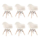 Kit 6 Cadeiras Charles Eames Eiffel Daw Com Pés De Madeira Clara Creme