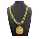 Cordão Banhado Ouro 12mm C/ Pingente Corrente Elos Soldados