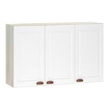 Armário Aéreo 120 Cm 3 Portas Legno Crema Com Branco Pet