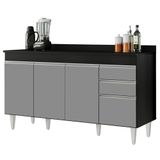 Balcão Gabinete Com Tampo 150cm Marrocos Preto/cinza - Lumil