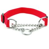 Coleira Guia Nylon 2.5cm Elo Torcido Aço Corrente Cachorro Pet Caes Grande Porte Enforcador Ajustavel Treinamento Resistente