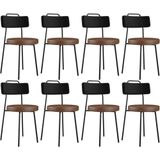 Kit 08 Cadeiras Decorativas Estofada Para Sala Jantar Barcelona L02 Couríssimo Preto Marrom - Lyam