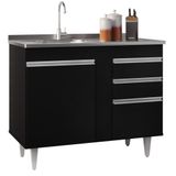 Balcão Gabinete 100cm 2 Portas Luziania Preto Móveis