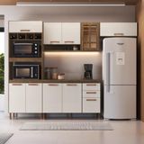 Cozinha Modulada Compacta Fidelitá Berlim 4 Peças 270cm 10 Portas 2 Gavetas Com Tampo Noce-off-white