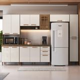 Cozinha Modulada Completa Fidelitá Berlim 5 Peças 305cm 13 Portas 2 Gavetas Com Tampo Noce-off-white