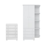 Quarto Para Bebê Com Guarda Roupa Cômoda Doce Sonho Branco