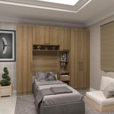 Quarto De Solteiro Com Guarda Roupas E Mesa De Cabeceira Paris Luciane Móveis Avelã Pf Com Avelã Pf
