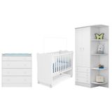 Quarto Infantil Guarda Roupa, Cômoda E Berço Branco