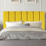Cabeceira Estofada Carla 140cm Casal Para Cama Box Quarto Corino Amarelo - Gat Magazine