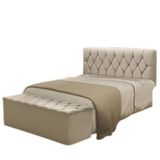 Cabeceira E Calçadeira Baú P/ Cama Box Queen Bege