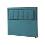 Cabeceira Estofada Cama King Casal Queen Capitonê Grécia 195cm Veludo Azul - Cor: Preto