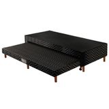 Cama Box Base C/auxiliar Solteiro Universal Tecido Bordado Black (88x188x30) - Paropas