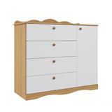 Cômoda Infantil 100% Mdf 1 Porta 4 Gavetas Encanto Permobili Nature/branco Nature/branco