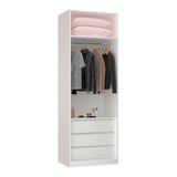 Guarda Roupa 80,4cm 3 Gavetas, Maleiro, 1 Cabideiro Branco