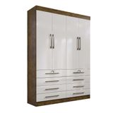 Guarda-roupa 4 Portas 8 Gavetas 100% Mdf Mônaco D&#39;doro Cor:ipê Off