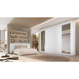 Guarda Roupa Casal 3 Portas 6 Gavetas Flex Vitoria 100% Mdf Móveis Europa Com Espelho Branco