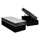 Cama Box Baú Solteiro: Colchão Molas Prolastic Prodormir Sleep + Base Crc Courano Black(88x188)