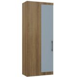 Guarda Roupa De Canto Reto Modulado 90cm 1 Porta Paris Luciane Móveis Avelã Pf Com Grey Sky Pf