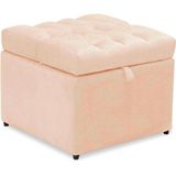 Puff Baú Decorativo Mali - Casa Chick Suede Marfim