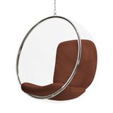 Poltrona Bubble Chair Acrilico Com Estofado Couro Natural Marrom Cor Marrom
