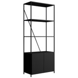 Estante 2 Portas Estilo Industrial Sw017 Preto Pp Preto