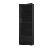 Livreiro Multiuso Com 2 Gavetas Preto Fosco - Qmovi
