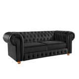 Namoradeira Chesterfield Bourbon 3 Lugares Via Encanto Veludo Preto