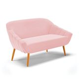 Namoradeira 02 Lugares Giovana Suede Pés Palito Castanho - D&#39;rossi Rosa Bebê