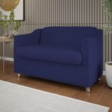 Namoradeira Elegante Sala, Quarto Suede Balaqui Decor Azul Marinho
