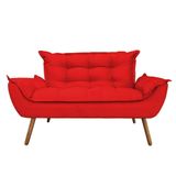 Namoradeira Decorativa Opala 2 Lugares Suede Vermelho