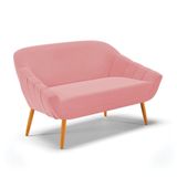 Namoradeira 02 Lugares Giovana Suede Pés Palito Castanho - D&#39;rossi Rose