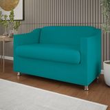Namoradeira Elegante Sala, Quarto Suede Balaqui Decor Azul Turquesa