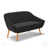 Namoradeira 02 Lugares Giovana Suede Pés Palito Castanho - D&#39;rossi Preto