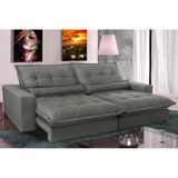 Sofa Retrátil E Reclinável 2,92m Com Molas Ensacadas Cama Inbox Soft Tecido Suede Cinza