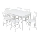 Mesa De Jantar Ditália Com 6 Cadeiras Ja-225 Cor:branco Branco