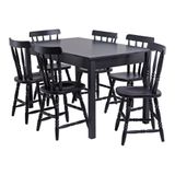 Mesa De Jantar Ditália Com 6 Cadeiras Ja-225 Cor:preto Preto