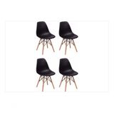 Conjunto 4 Cadeiras Charles Eames Eiffel Concha Fixa - Preto