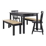 Mesa De Jantar Ditália 2bancos 2cad Ja-220+ja-225 Cor:preto