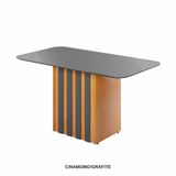 Mesa Ancora Candian 1,60 X 0,80 Com Vidro Canto Copo Cinamomo/ Grafite